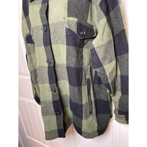 Green & Black Plaid Button-Up Shirt Jacket, XL - Picture 7 of 9